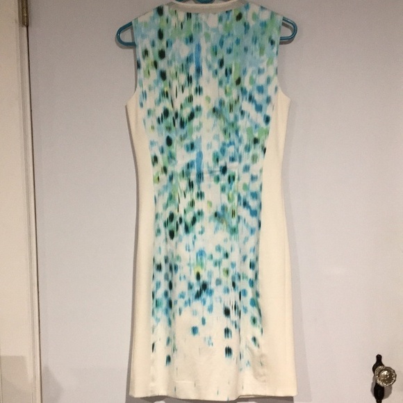 Elie Tahari Full zip shift sleeveless White with green dress Sz 4 - Picture 8 of 10